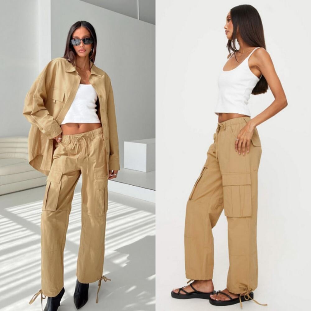 Princess Polly NEW Bilbury Cargo Pants Caramel‎ US 0 Bella Hadid Streetwear